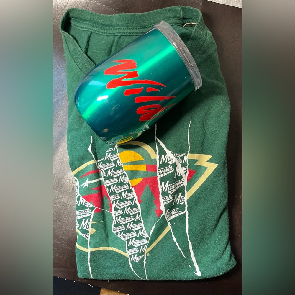 MN WILD Bundle Hockey adidas T and Insulated‎ Wine Sip cup Member’s Mark